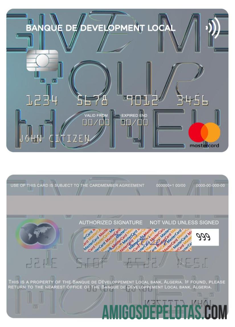 Mastercard do Banco de Desenvolvimento Local da Argélia modelo